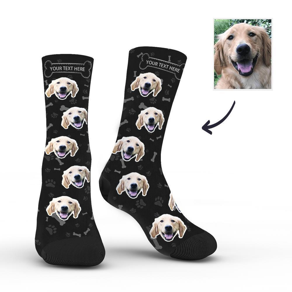 Custom Rainbow Socks Dog With Your Text - Black