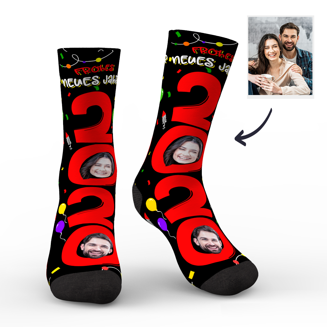 Face on Socks 2020 Frohes neues Jahr