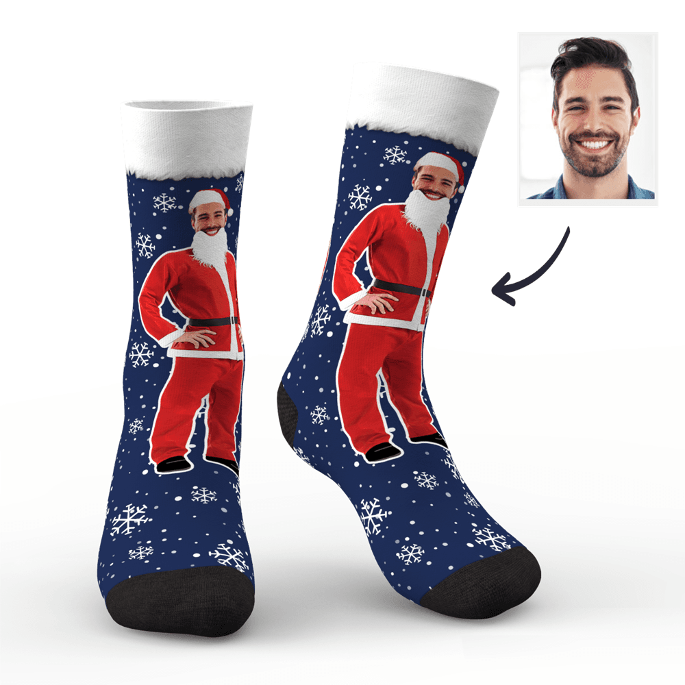 Christmas Gifts Custom Face On Santa Claus Body Socks