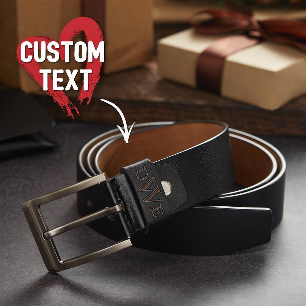 Custom Men Leather Classic Belt Personalized Gift For Him Monogram Initials