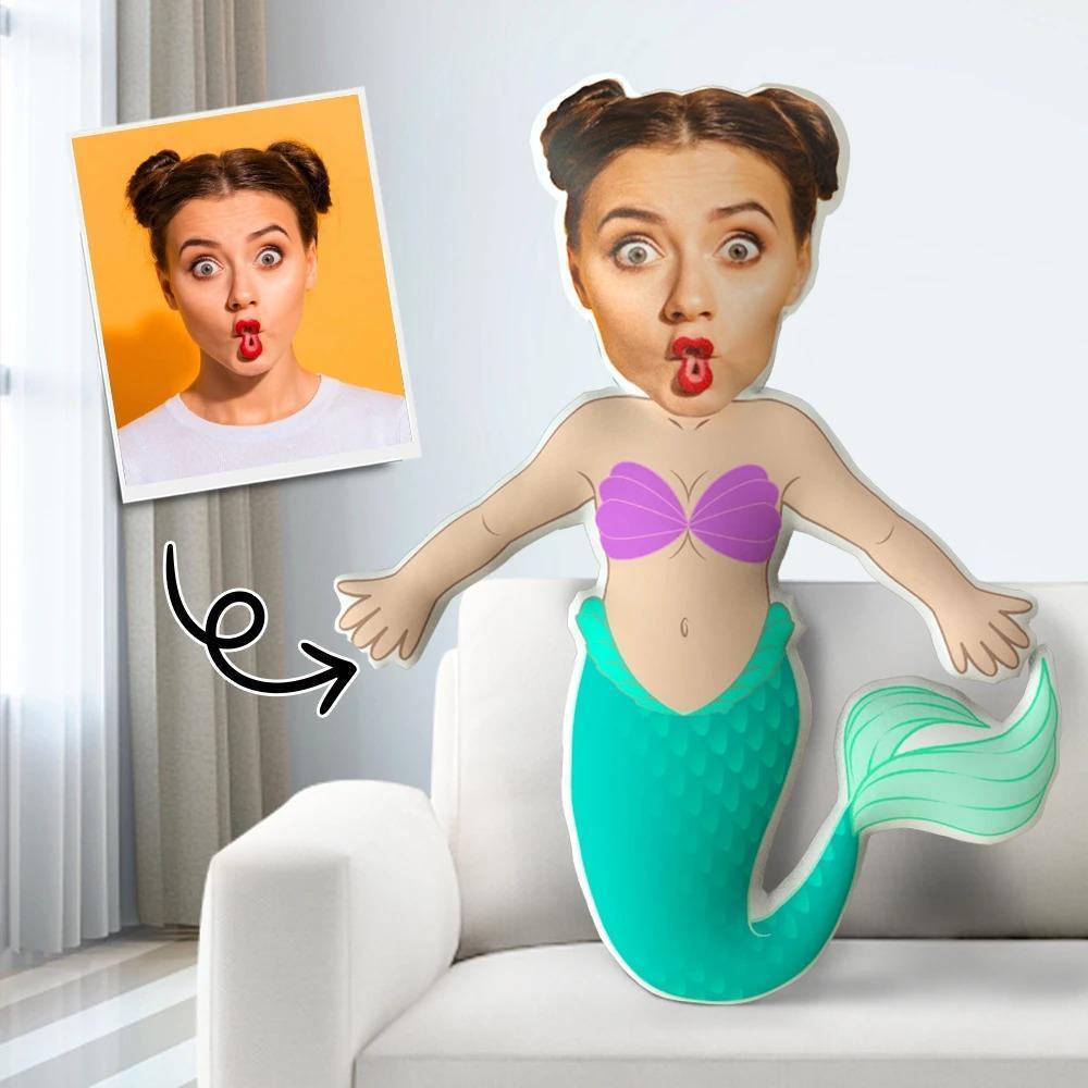 My Face Doll Custom Photo Pillow The Mermaid Throw Pillow AR View Gift - Get Photo Blanket