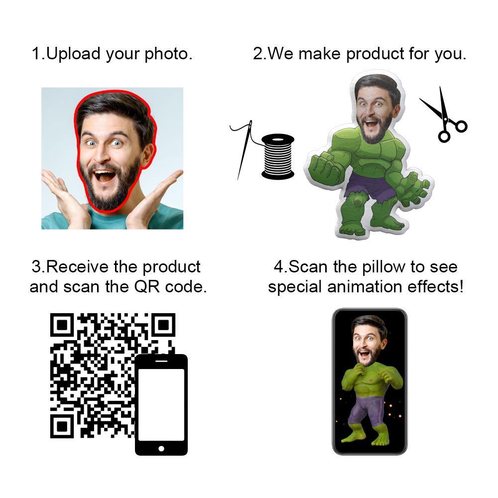 Body Pillow My Face Doll Custom Dolls Hulk Photo Pillow MiniMe Doll AR View Gift For Boyfriend - Get Photo Blanket