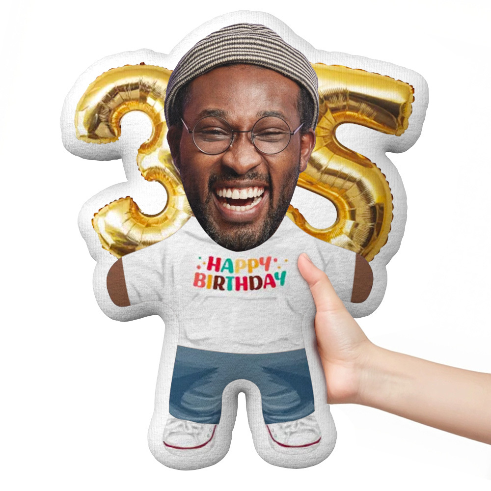 Custom Birthday Mini Me Pillow Personalized Gift with Number for Couples & Friends - Get Photo Blanket