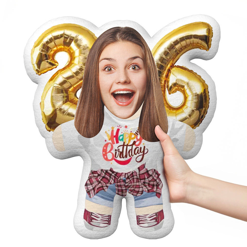 Custom Birthday Mini Me Pillow Personalized Gift with Number for Couples & Friends - Get Photo Blanket