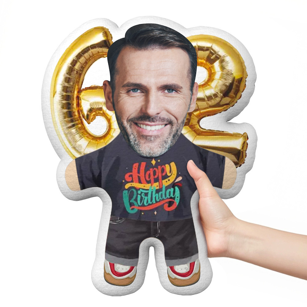 Custom Birthday Mini Me Pillow Personalized Gift with Number for Couples & Friends - Get Photo Blanket