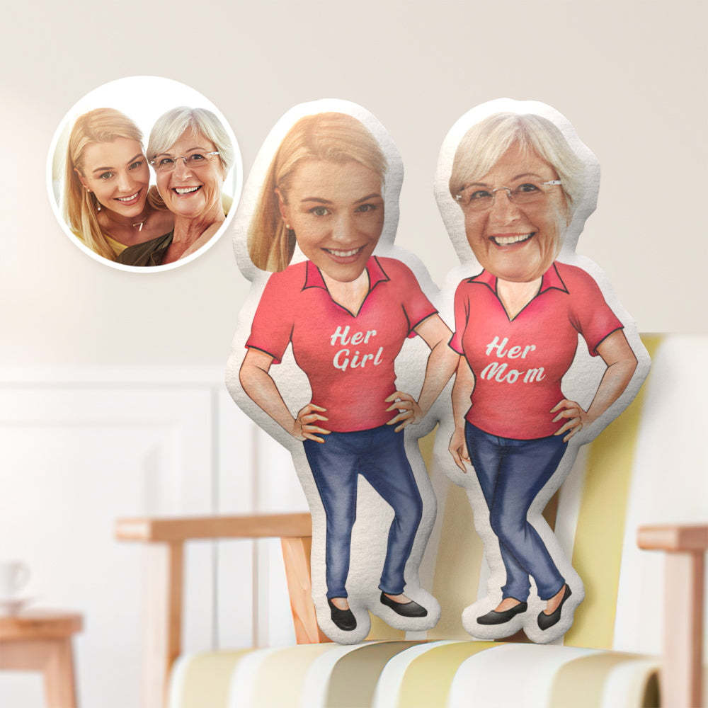 Mother's Day Gift Custom Face Pillow, Mom with Girl Style Face Pillow