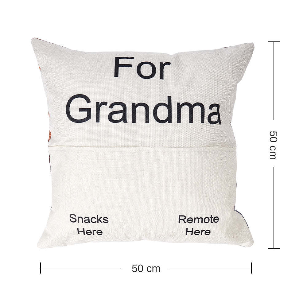 Custom Photo Pillow Case Remote Pocket Pillow Cover Personalized Text for Father, Grandpa, Grandma - Get Photo Blanket