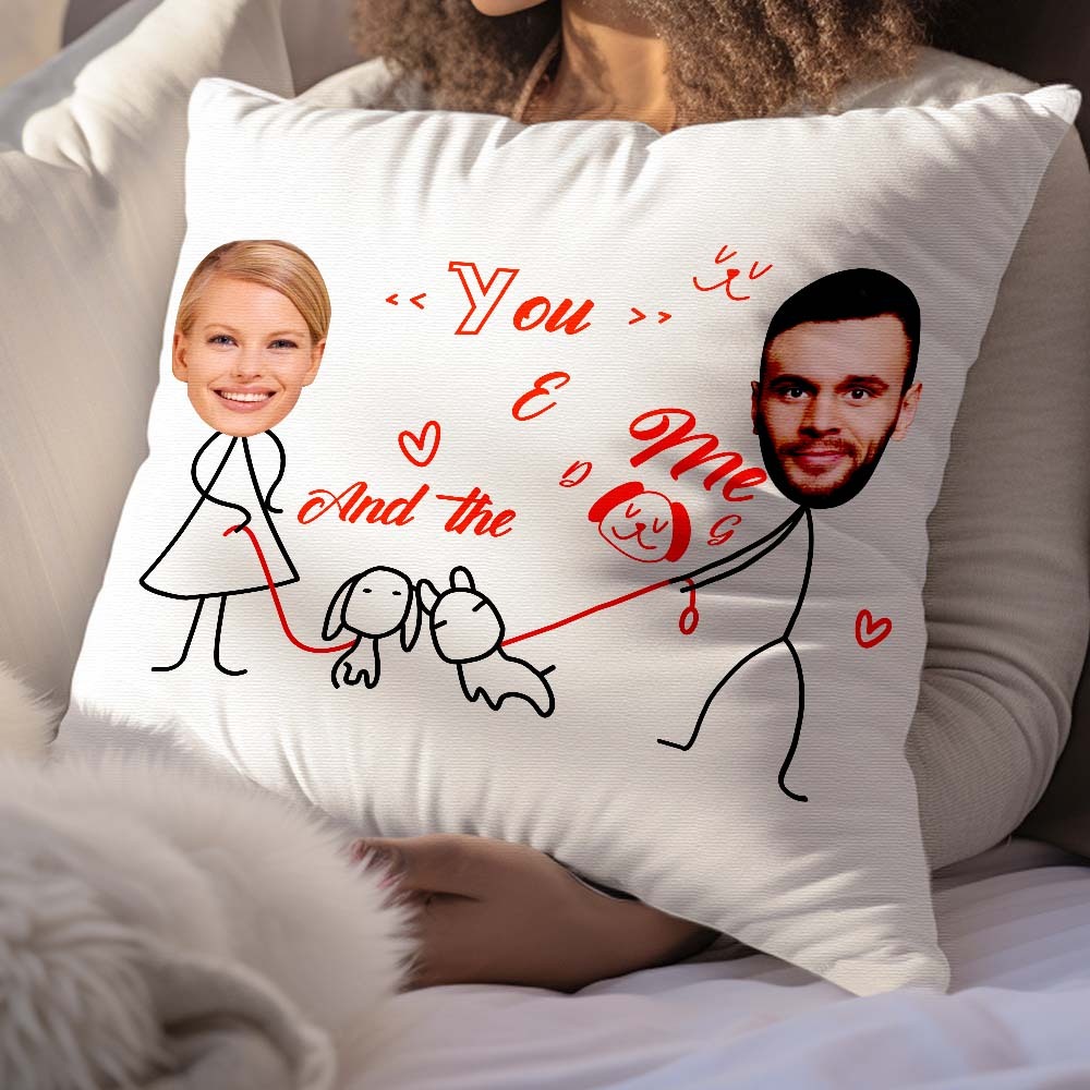 Custom Matchmaker Pillow You And Me With The Dog Throw Pillow Gifts For Lover - Get Photo Blanket