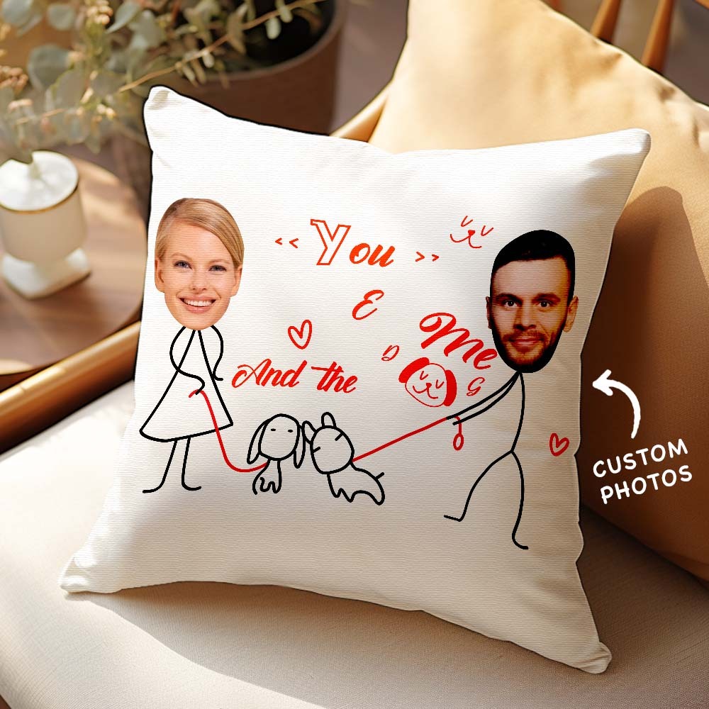 Custom Matchmaker Pillow You And Me With The Dog Throw Pillow Gifts For Lover - Get Photo Blanket