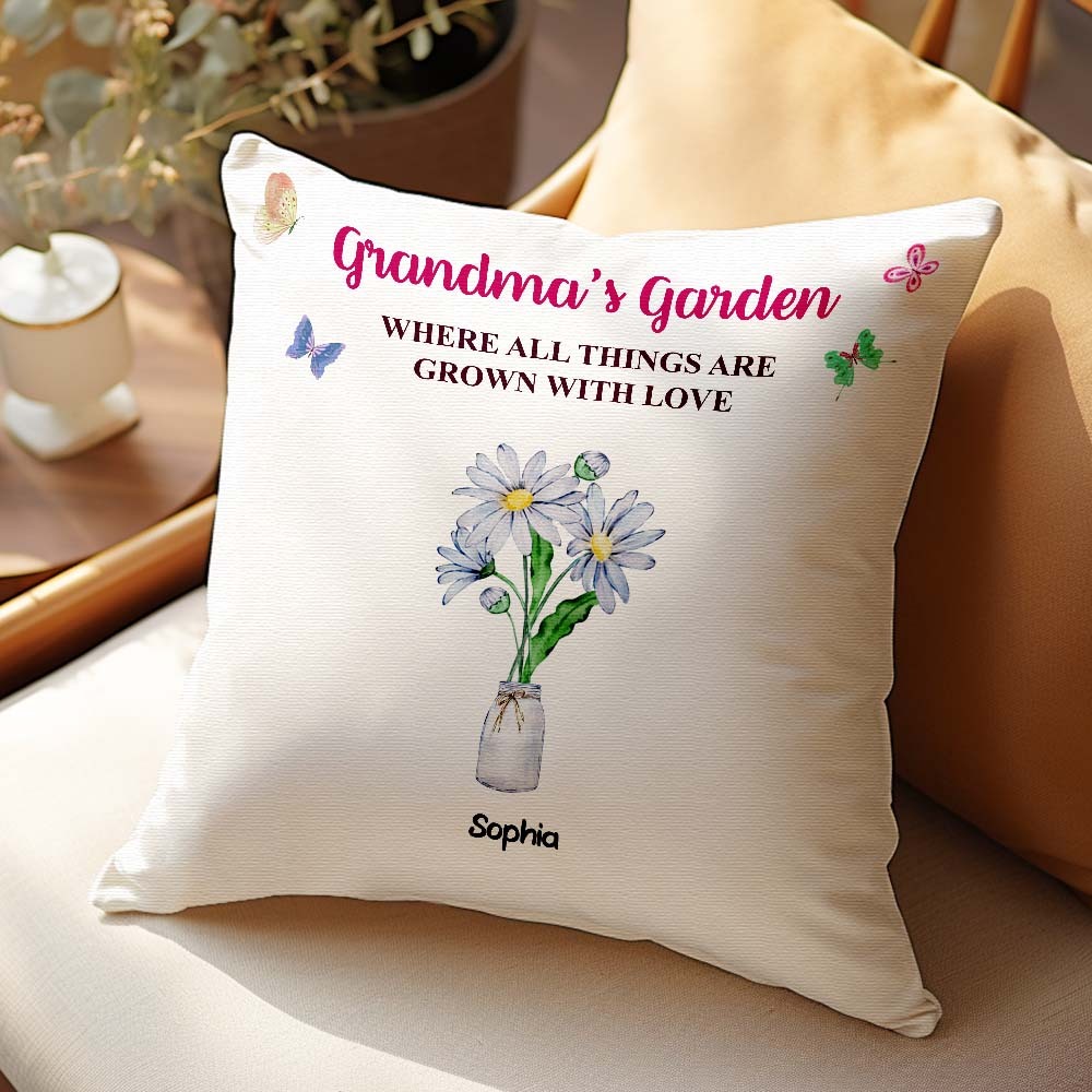 Custom Birth Flower Pillow Where Things Are Grown With Love Throw Pillow Gifts For Her - Get Photo Blanket