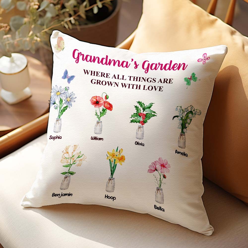 Custom Birth Flower Pillow Where Things Are Grown With Love Throw Pillow Gifts For Her - Get Photo Blanket