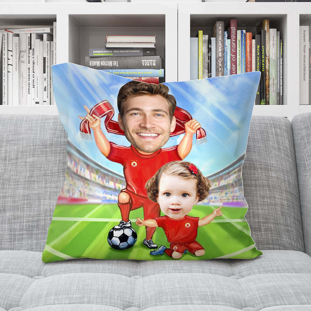 Custom Face Father's Day Pillow Personalized Football Pillow Best Gift for Dad