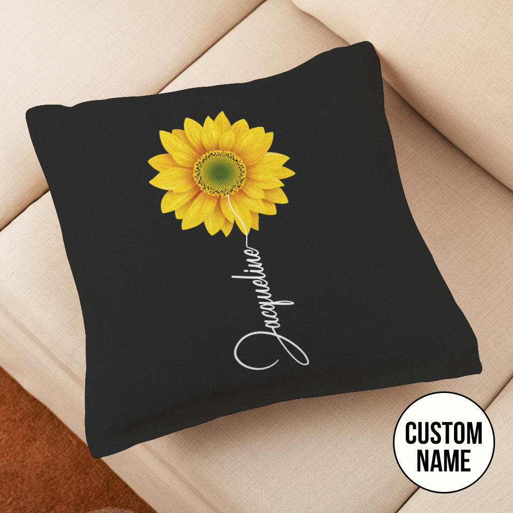 Custom Name Sunflower Throw Pillow Case with Insert - Get Photo Blanket