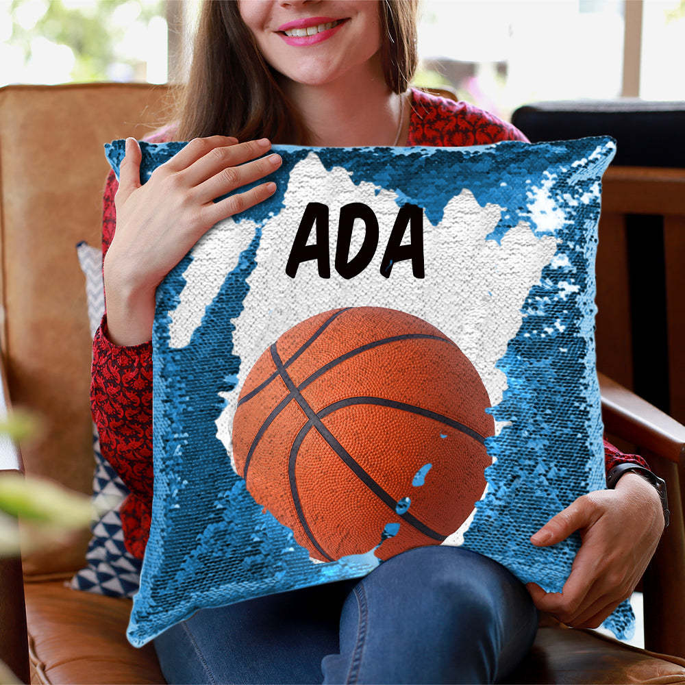 Custom Sequin Pillow Personalised Basketball Pillow - Team Gifts