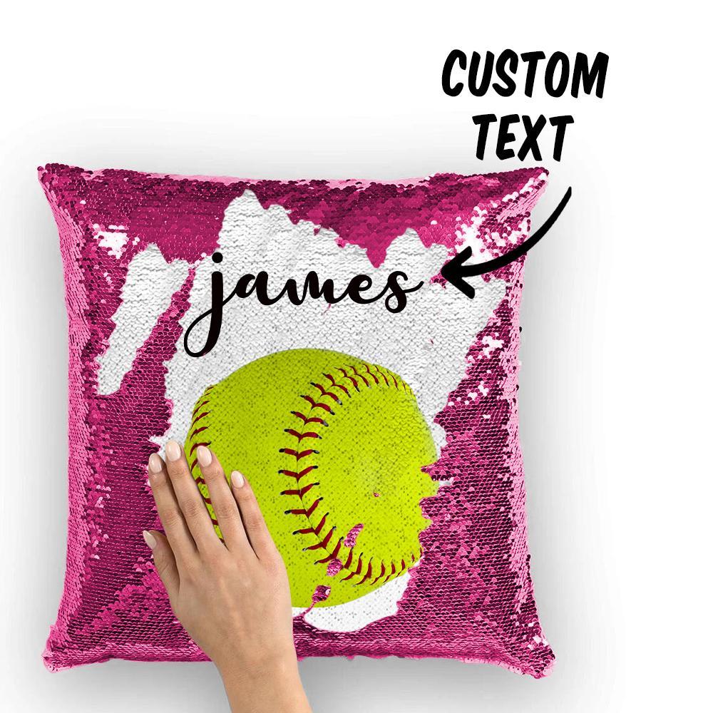 Custom Sequin Pillow Personalised SoftBall Pillow - Team Gifts