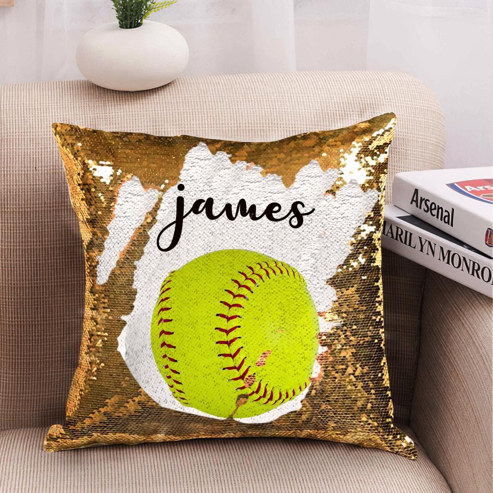 Custom Sequin Pillow Personalised SoftBall Pillow - Team Gifts