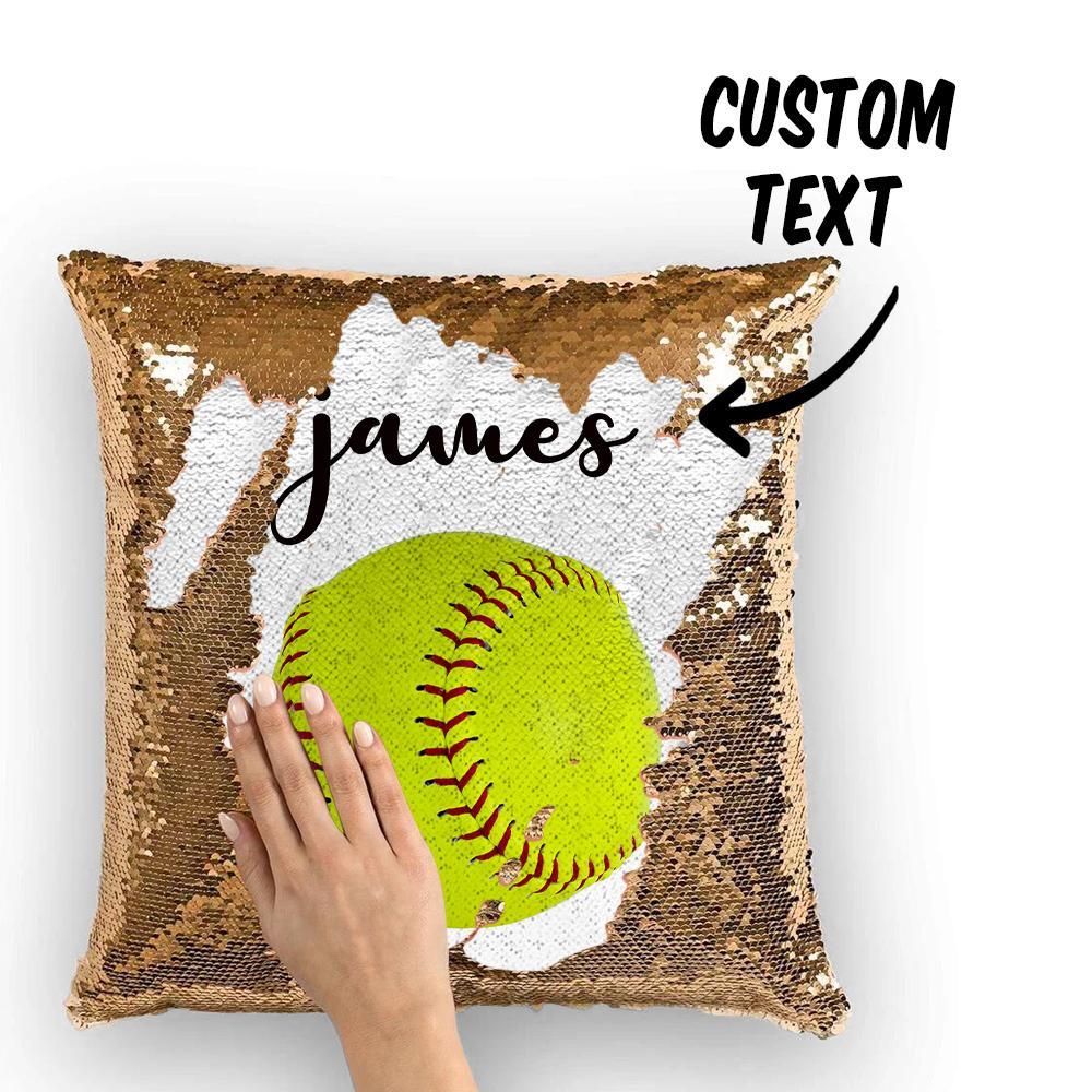 Custom Sequin Pillow Personalised SoftBall Pillow - Team Gifts