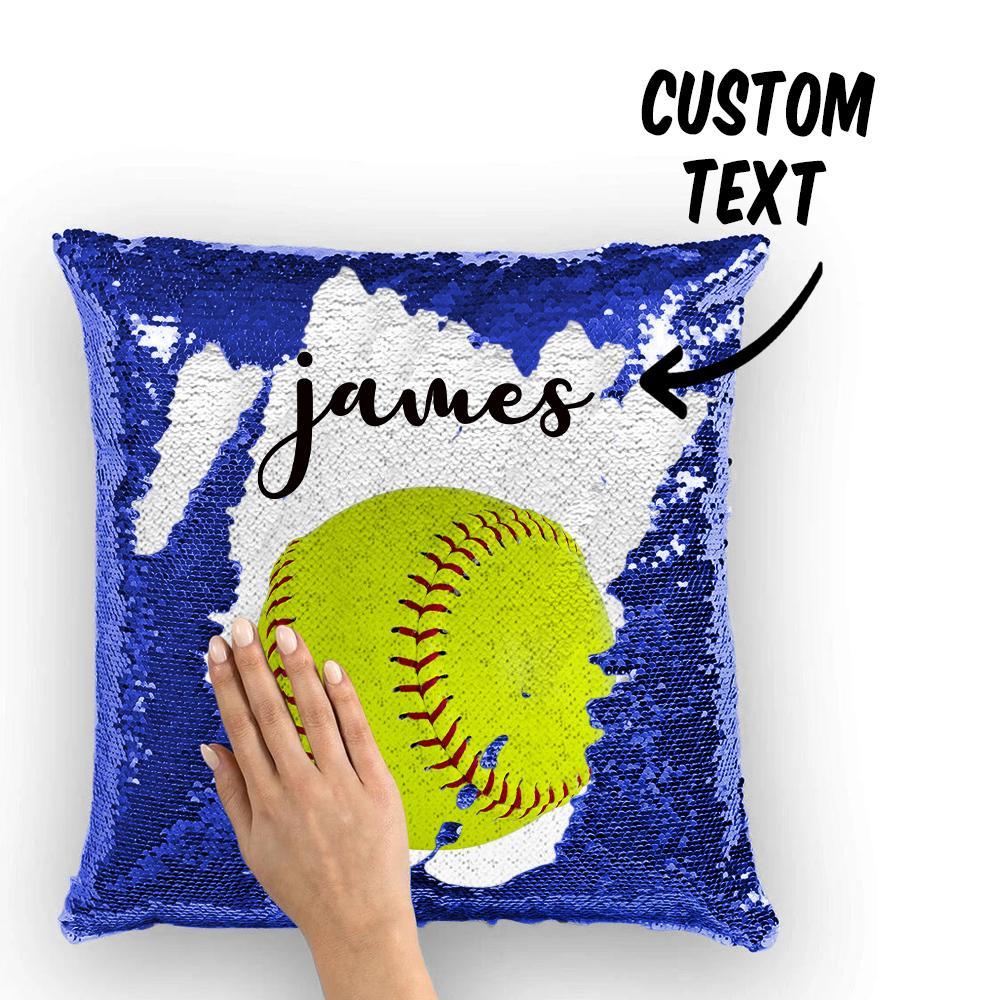 Custom Sequin Pillow Personalised SoftBall Pillow - Team Gifts