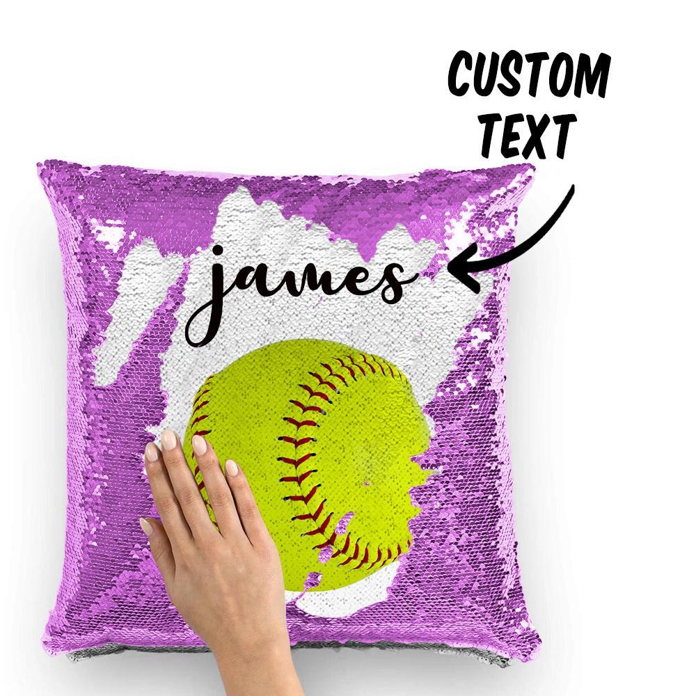 Custom Sequin Pillow Personalised SoftBall Pillow - Team Gifts