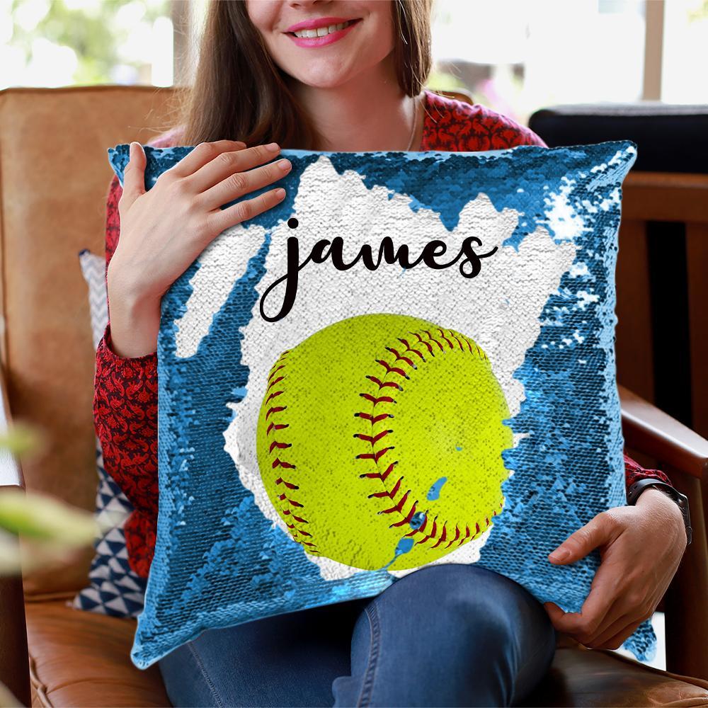 Custom Sequin Pillow Personalised SoftBall Pillow - Team Gifts