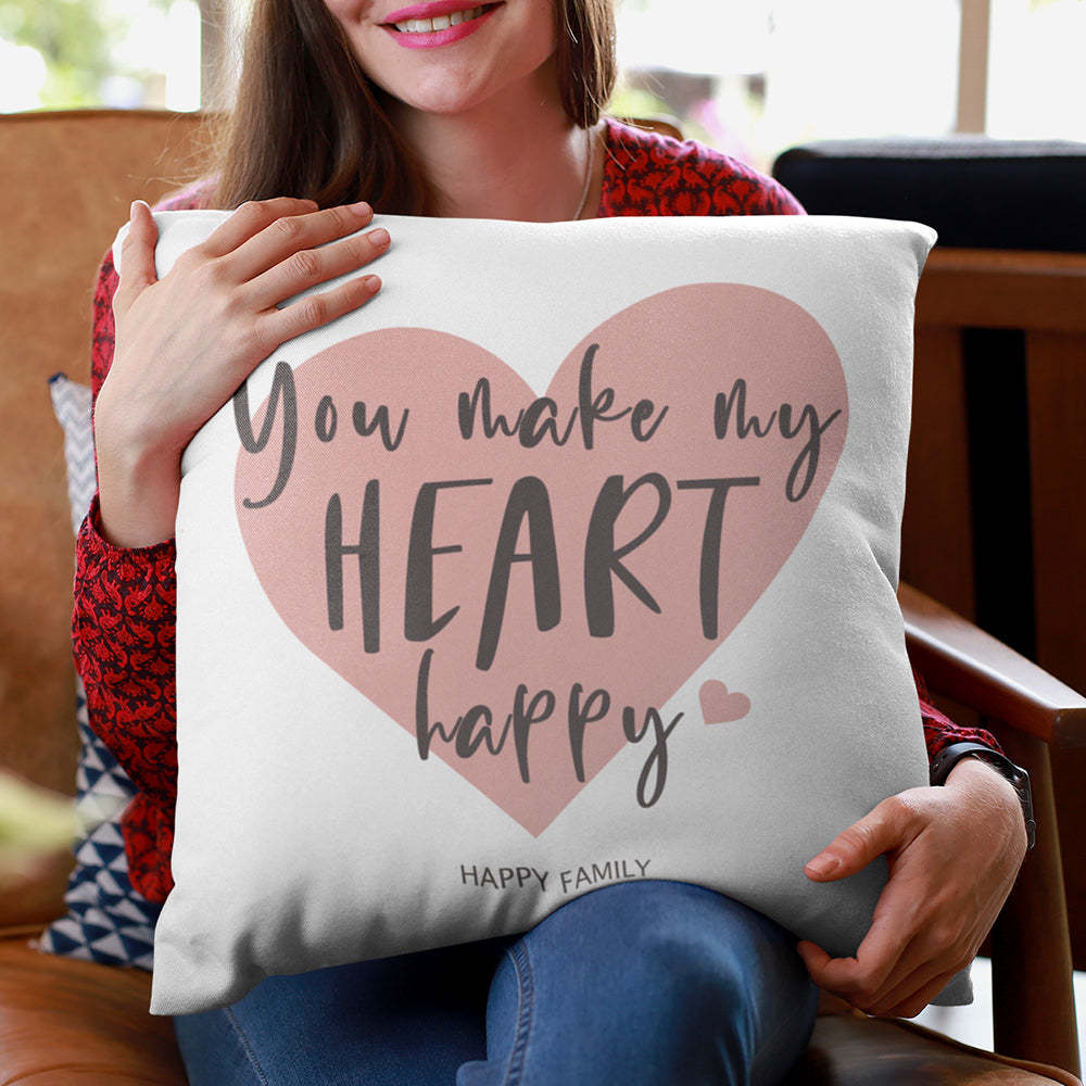 Custom Text Pillow My Happy Heart Pillow