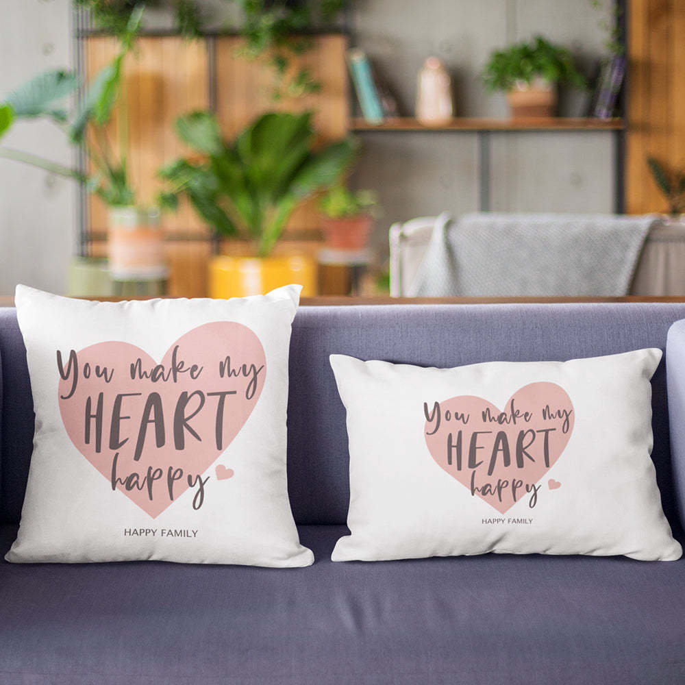Custom Text Pillow My Happy Heart Pillow