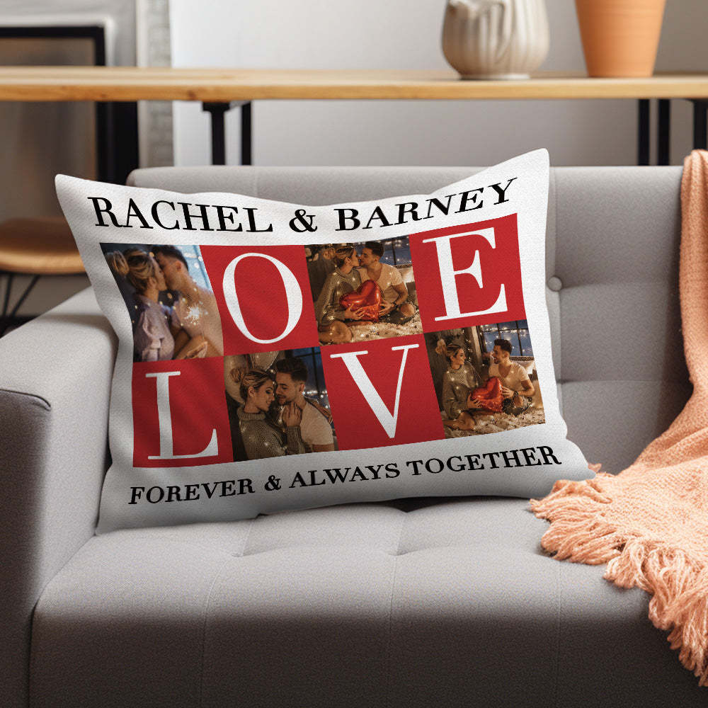 Custom Love Photo Pillow with Text Valentine's Day Gifts for Lovers ( Rectangle) - Get Photo Blanket