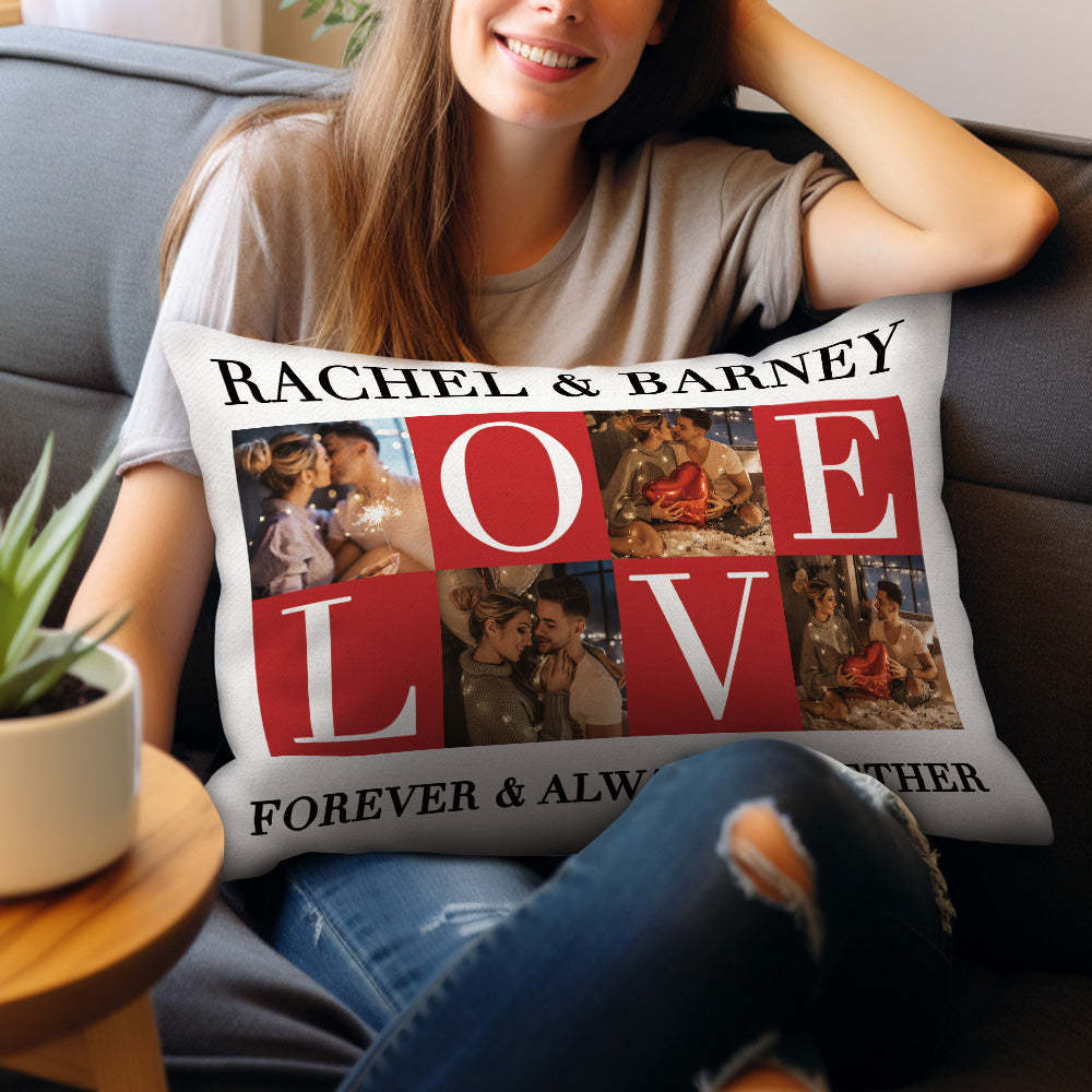 Custom Love Photo Pillow with Text Valentine's Day Gifts for Lovers ( Rectangle) - Get Photo Blanket