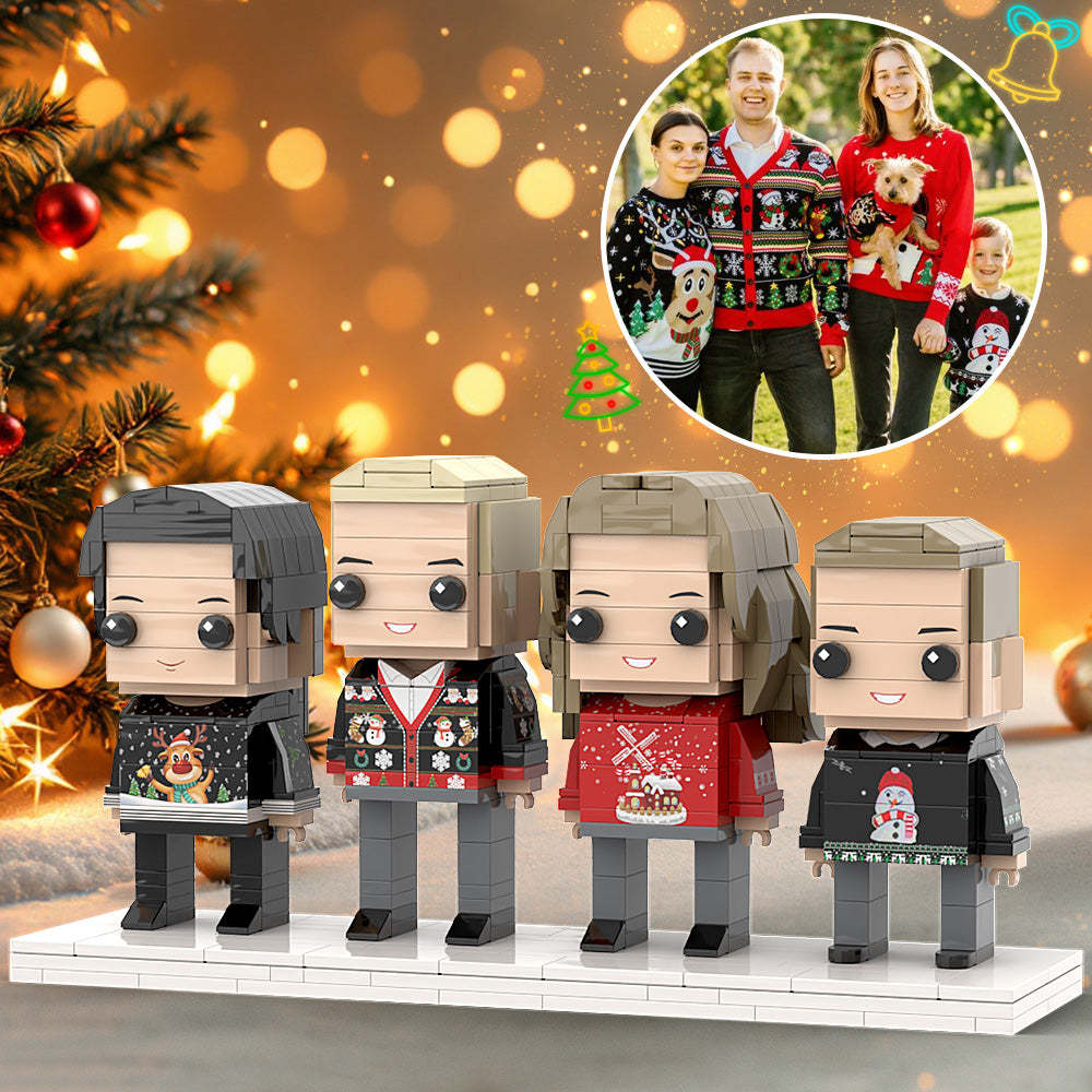 Christmas Gifts Full Body Custom Brick Figure 4 People Small Particle Block Toy Brick Me Figures Family - Get Photo Blanket