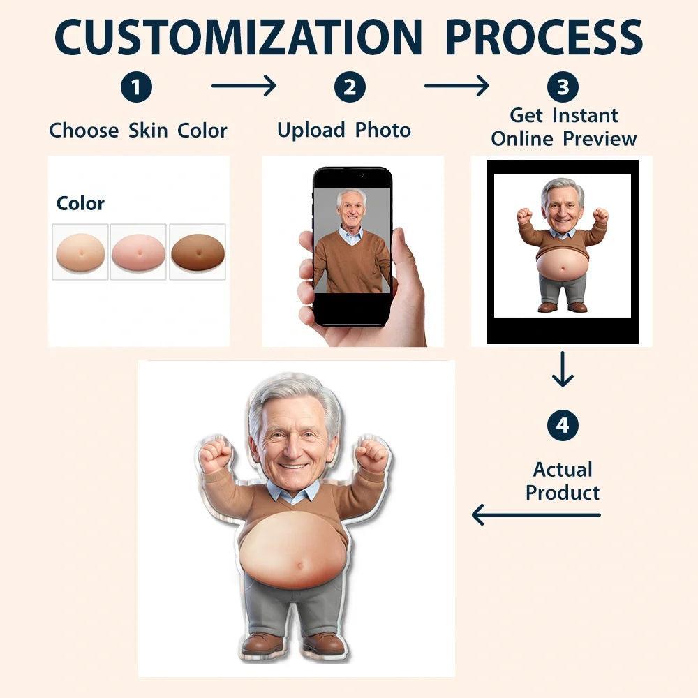 Custom Photo Funny Belly Character Family Member - Personalized Squishy Acrylic Car Visor Clip