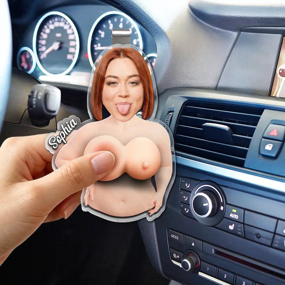 Custom Photo Funny Belly Character Family Member - Personalized Squishy Acrylic Car Visor Clip