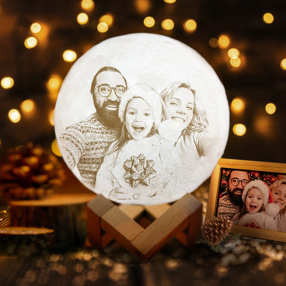 Personalized 3D Printed Photo Moon Lamp, Engraved Lamp(10CM-15CM) - Get Photo Blanket