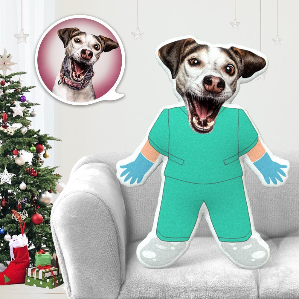 Dog Photo Pillow Dog Face Pillow Personalized Dog Pillow Custom Dog Pillow Dog Picture Pillow Scrub Suit Costume MiniMe Dog Costume Pillow Doll
