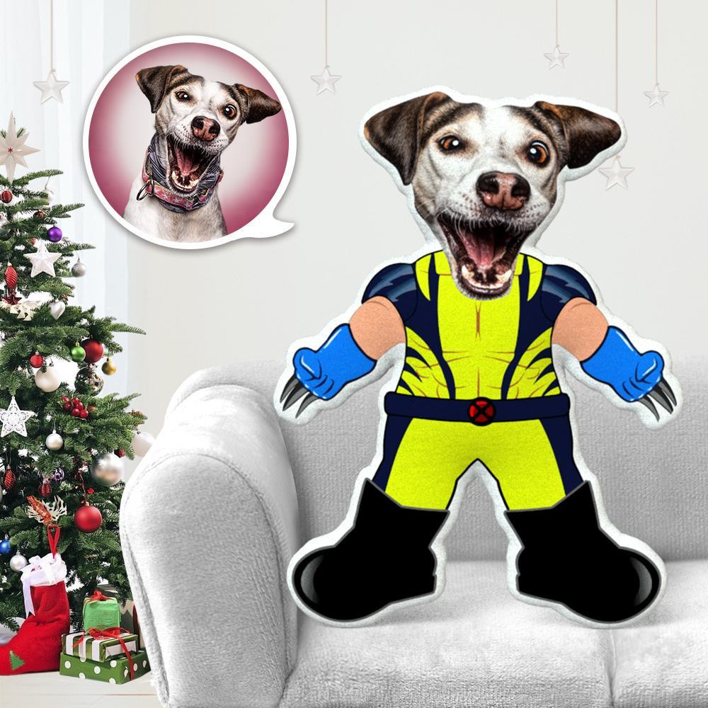 Dog Photo Pillow Dog Face Pillow Personalized Dog Pillow Custom Dog Pillow Dog Picture Pillow Wolverine Costume MiniMe Dog Costume Pillow Doll