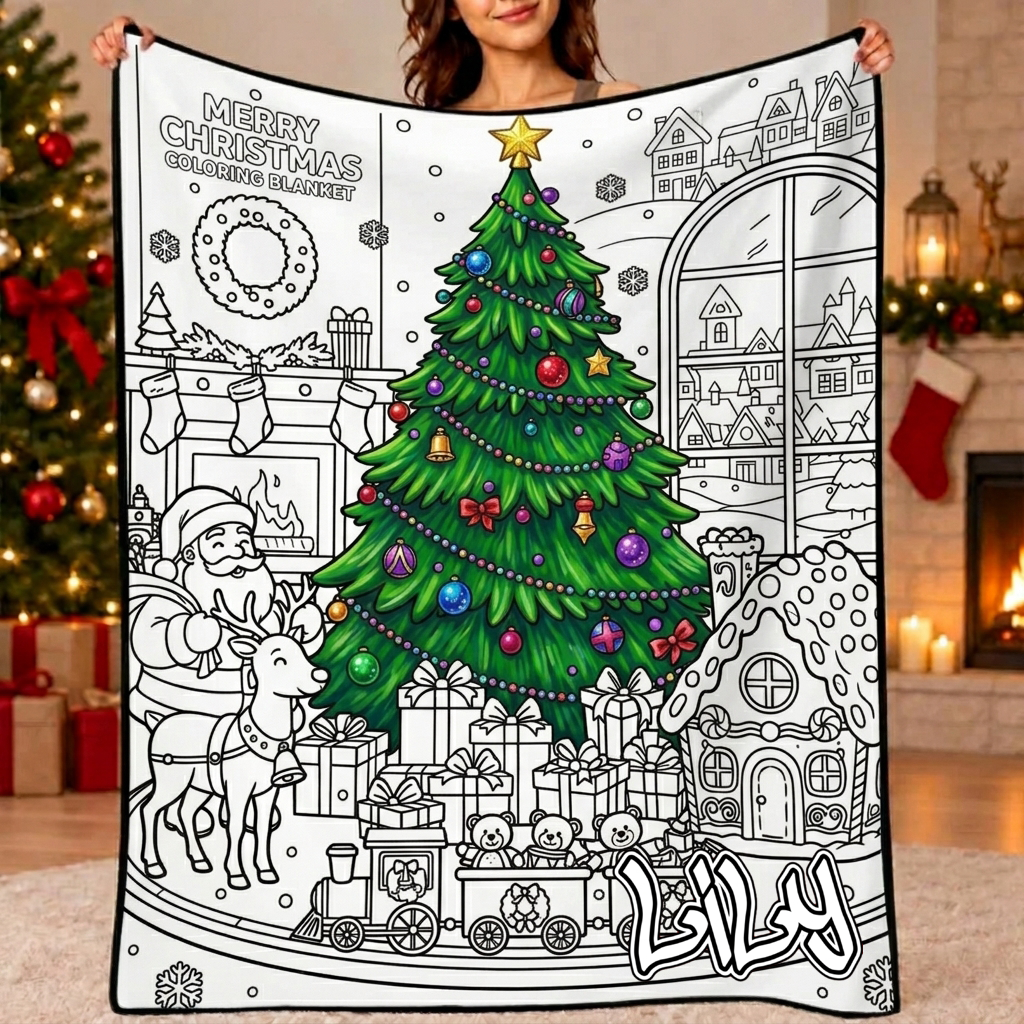 DIY Drawing Blanket (Optional 24-Color Marker Set) Create Your Art Blanket Washable Keepsake Blanket for Kids & Adults - Get Photo Blanket