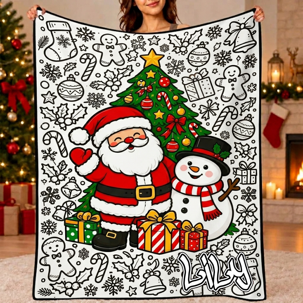 DIY Drawing Blanket (Optional 24-Color Marker Set) Create Your Art Blanket Washable Keepsake Blanket for Kids & Adults - Get Photo Blanket