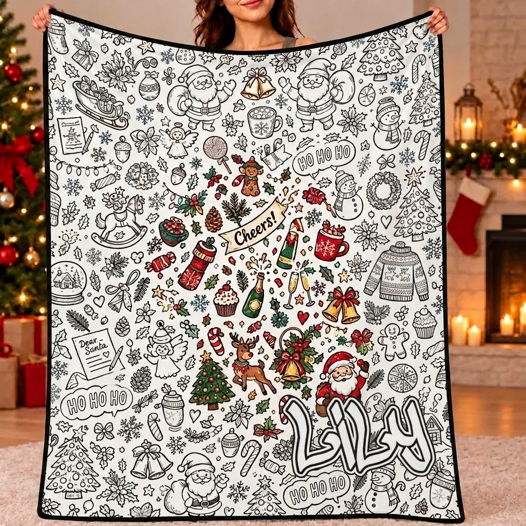 DIY Drawing Blanket (Optional 24-Color Marker Set) Create Your Art Blanket Washable Keepsake Blanket for Kids & Adults