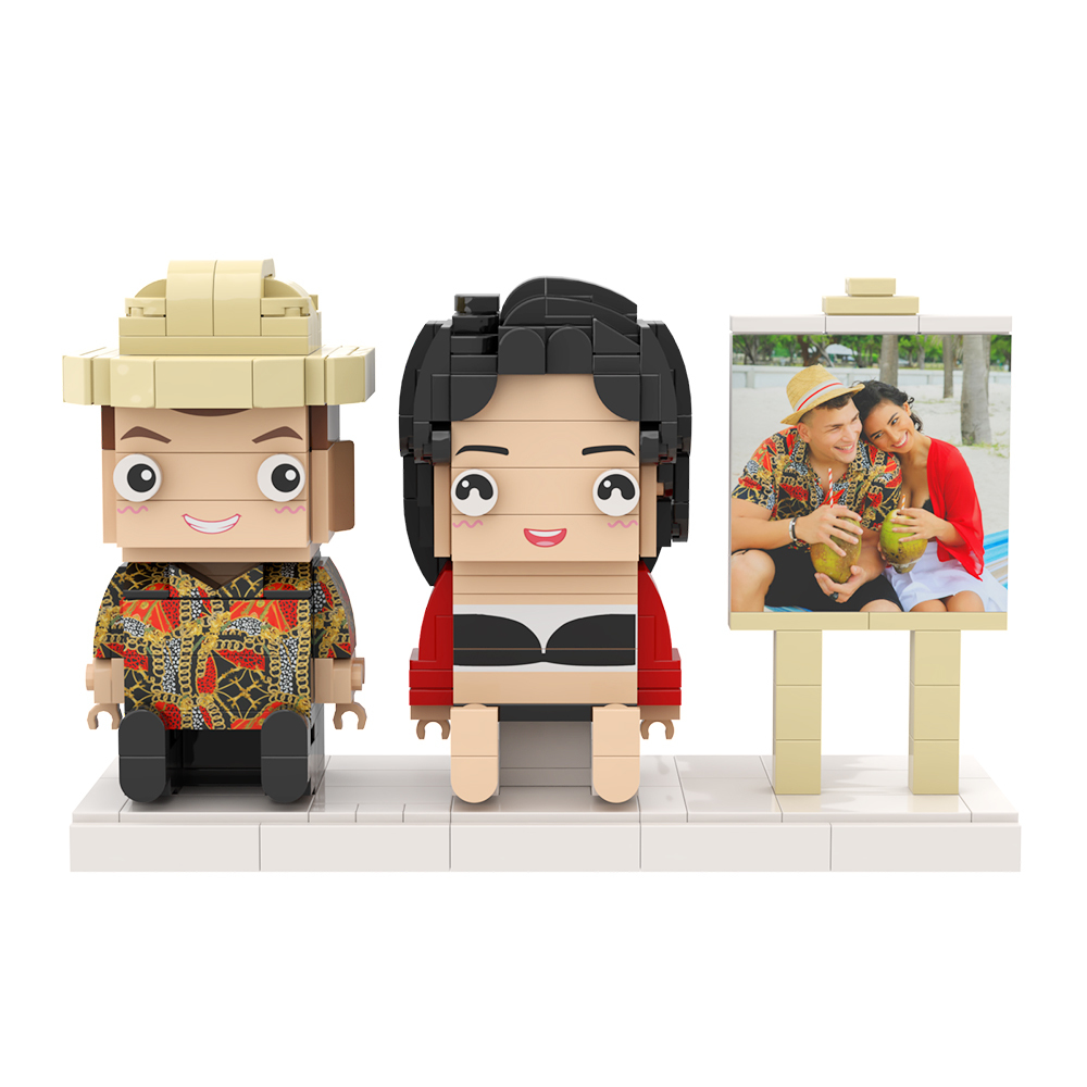 Custom Fully Body 2 People Custom Brick Figures Persanalized Sitting Brick Figures Sweet Couple Gifts - Get Photo Blanket