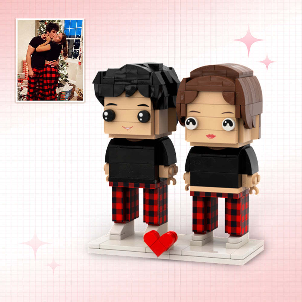 Customizable Fully Body 2 People Custom Brick Figures Christmas Suit Brick Me Figures - Get Photo Blanket