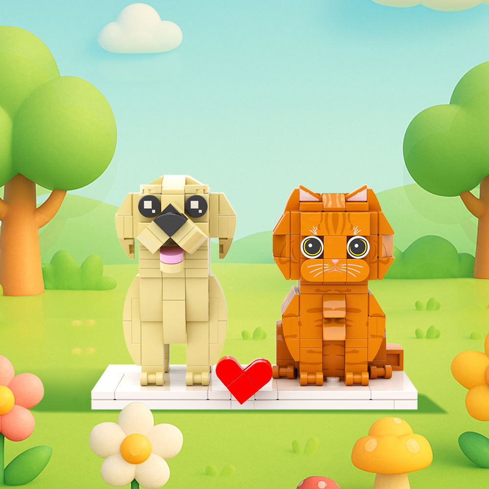 Persaonalized Cat Dog Full Body Brick Figures Pet Family Gift