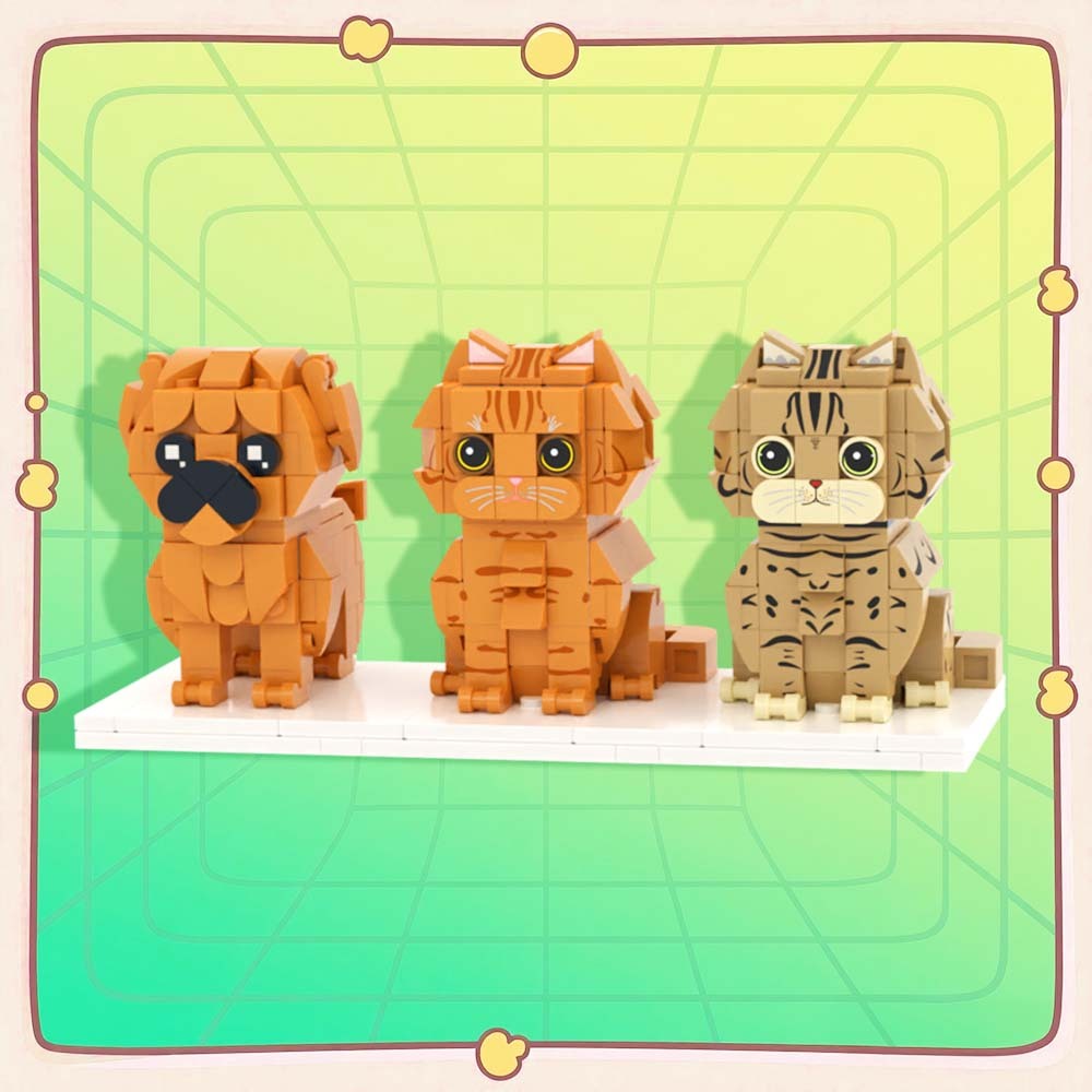 Persaonalized Cat Dog Full Body Brick Figures Pet Family Gift
