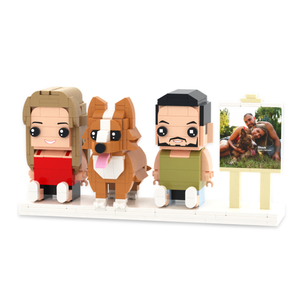 Personalized Full Body 3 People Brick Figures Custom Sitting Brick Figures Universal Interlocking Plastic Toy Christmas Gift - Get Photo Blanket