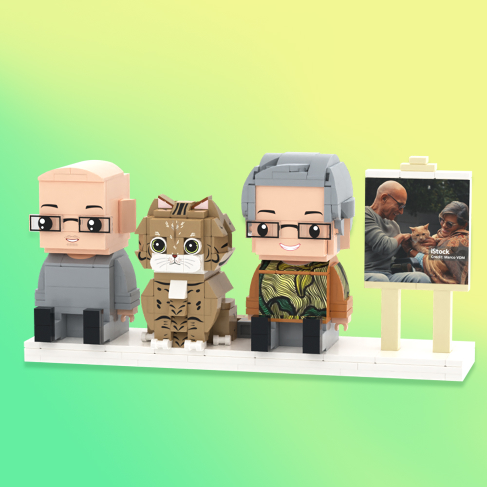 Personalized Full Body 3 People Brick Figures Custom Sitting Brick Figures Universal Interlocking Plastic Toy Christmas Gift - Get Photo Blanket