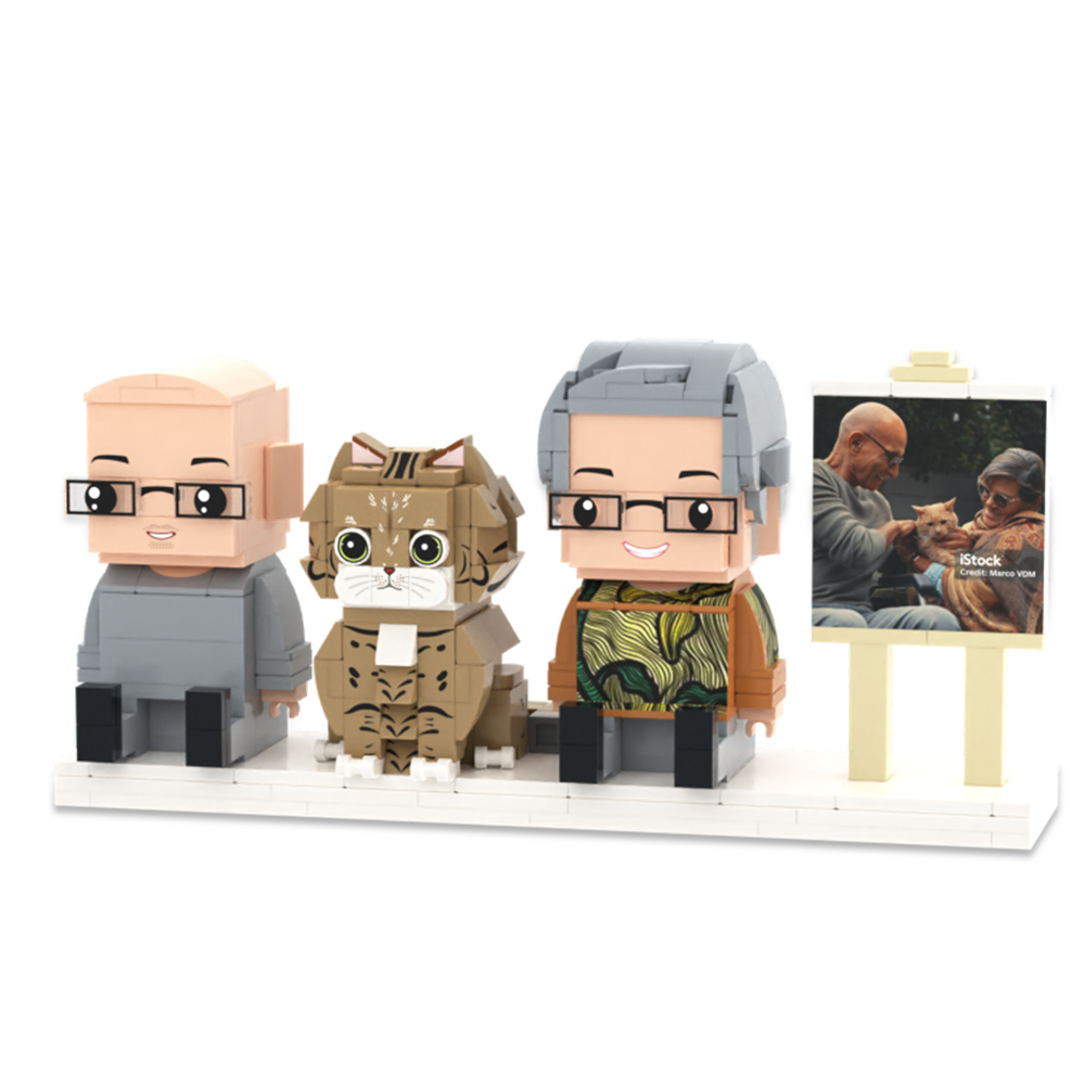 Personalized Full Body 3 People Brick Figures Custom Sitting Brick Figures Universal Interlocking Plastic Toy Christmas Gift - Get Photo Blanket