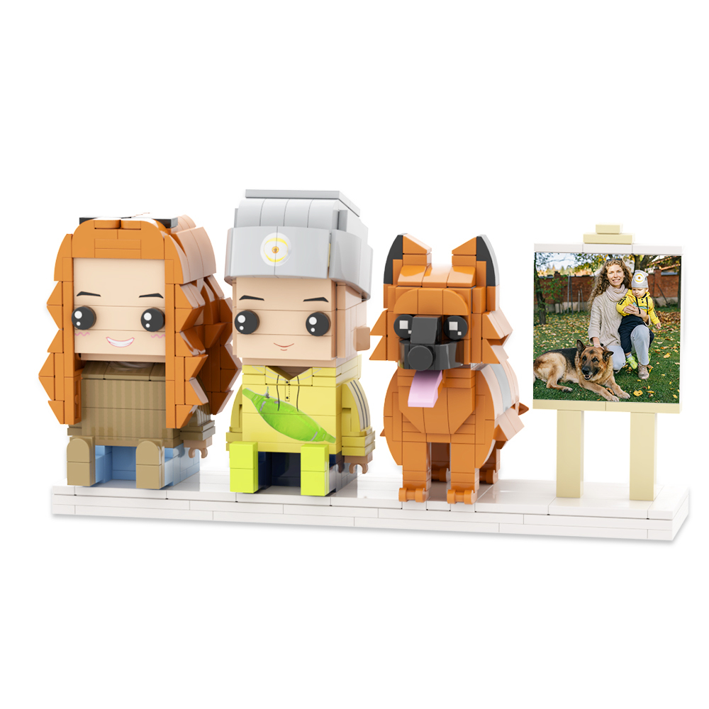 Personalized Full Body 3 People Brick Figures Custom Sitting Brick Figures Universal Interlocking Plastic Toy Christmas Gift - Get Photo Blanket