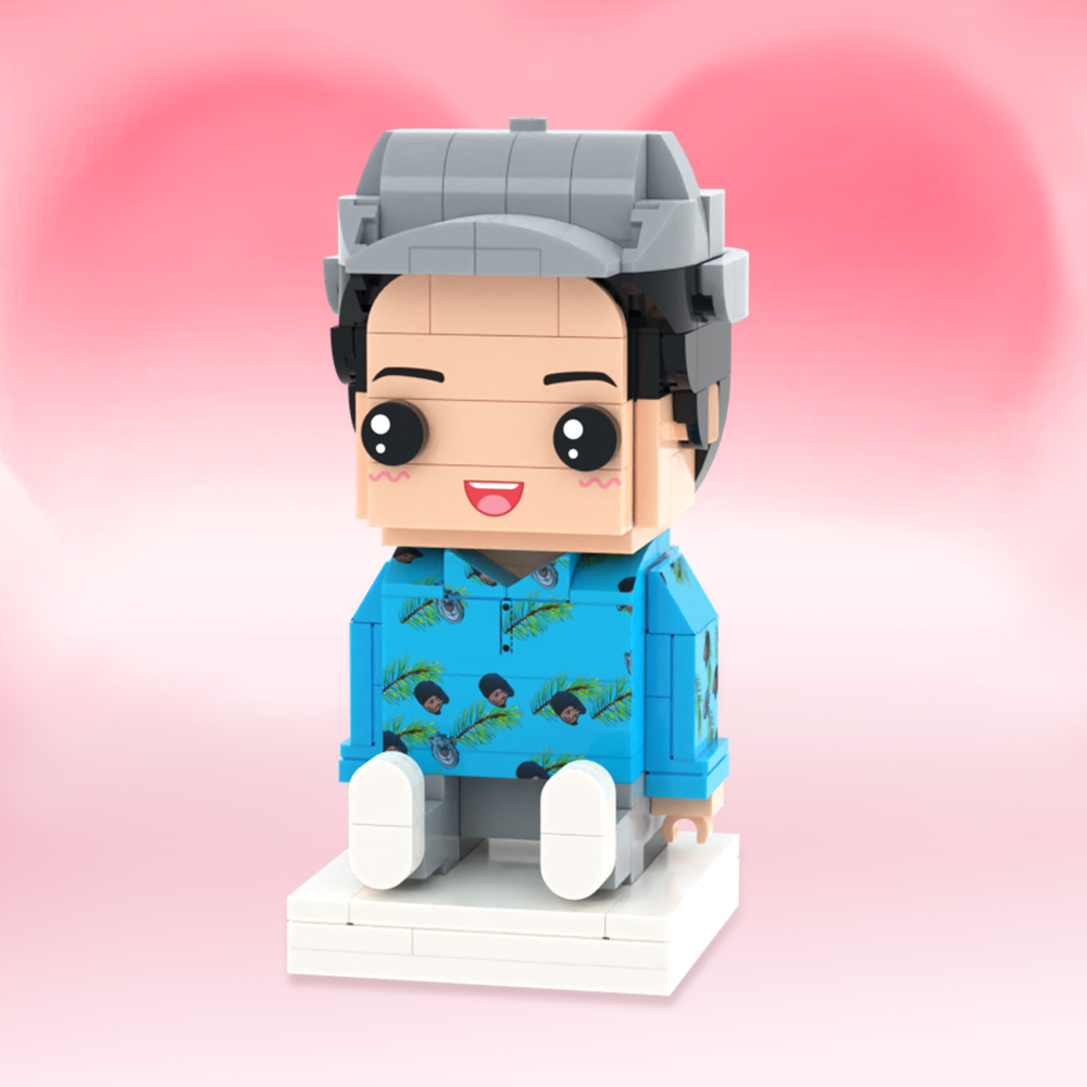 Personalized Full Body 3 People Brick Figures Custom Sitting Brick Figures Universal Interlocking Plastic Toy Christmas Gift - Get Photo Blanket