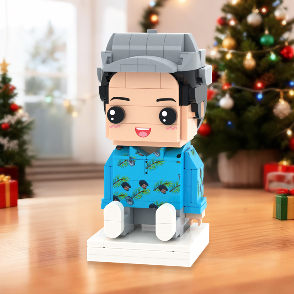 Personalized Full Body 3 People Brick Figures Custom Sitting Brick Figures Universal Interlocking Plastic Toy Christmas Gift - Get Photo Blanket