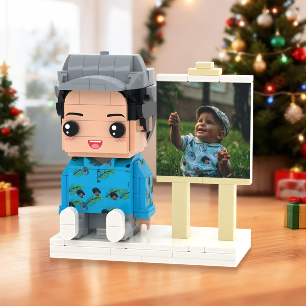 Personalized Full Body 3 People Brick Figures Custom Sitting Brick Figures Universal Interlocking Plastic Toy Christmas Gift - Get Photo Blanket