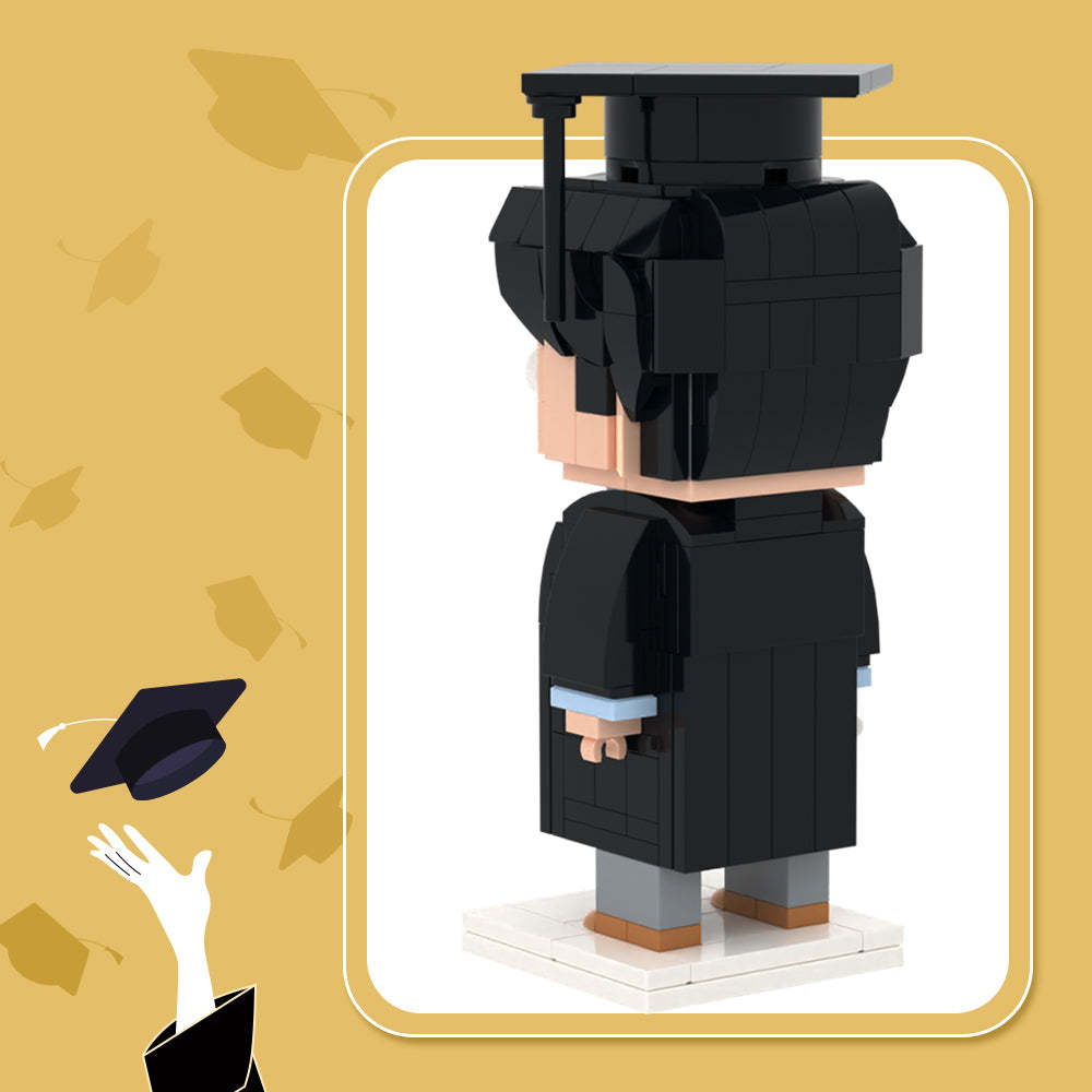 Graduation Memorial Gifts Fully Body Customizable 1 Person Detailed Version Custom Brick Figures Small Particle Block Toy For Him Black Blue