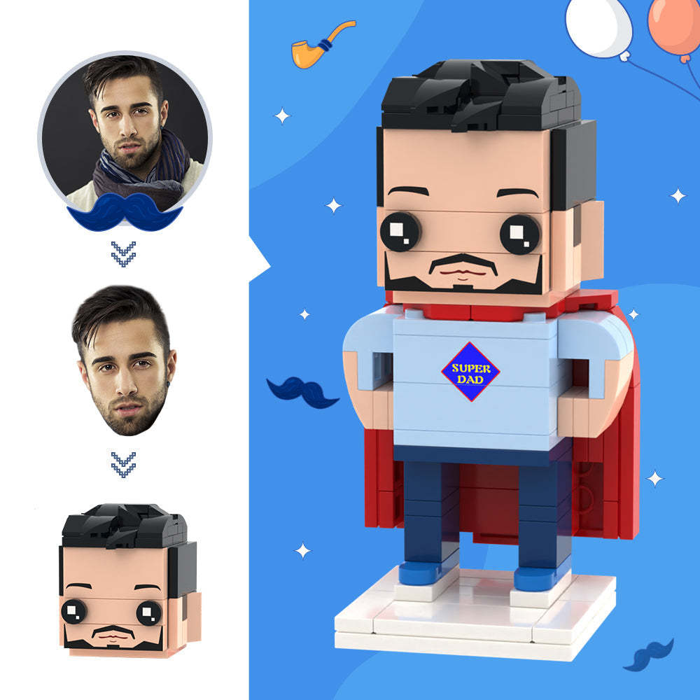 Father's Day Gifts Custom Head Brick Figures Super Dad Brick Figures Small Particle Block Toy - Get Photo Blanket